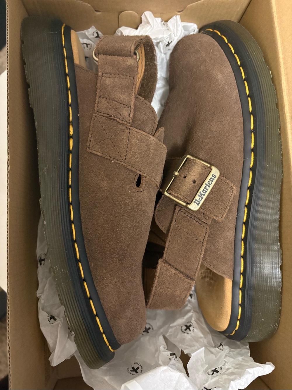 Dr. Martens Brown Suede Slingback Clog with Buckle - Picture 2 of 3